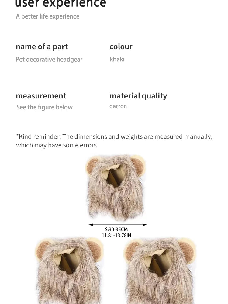 Pet Hairpiece - Humorous Lion for Dogs and Cats