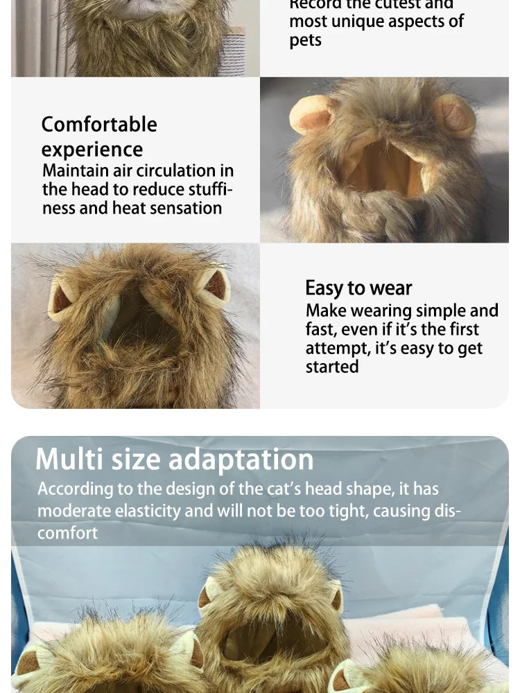 Pet Hairpiece - Humorous Lion for Dogs and Cats