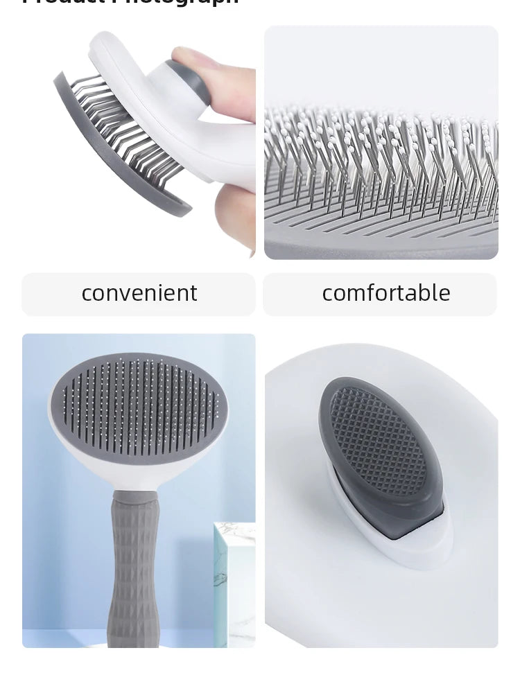 Pet Comb Automatic Hair Removal Comb Stainless Steel