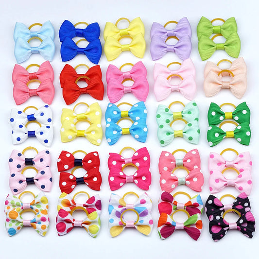 Pet Hair Accessories - Elastic Bow Clips