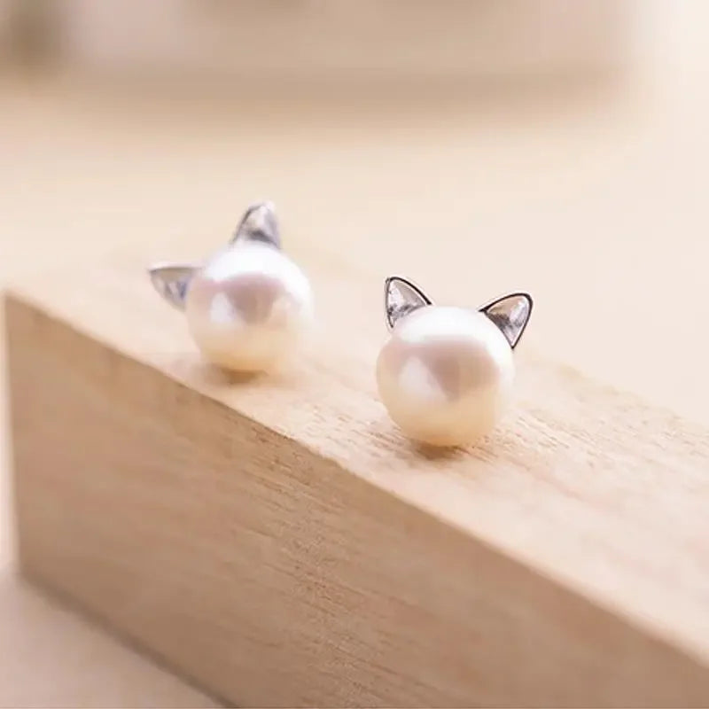 Silver Cat Earrings