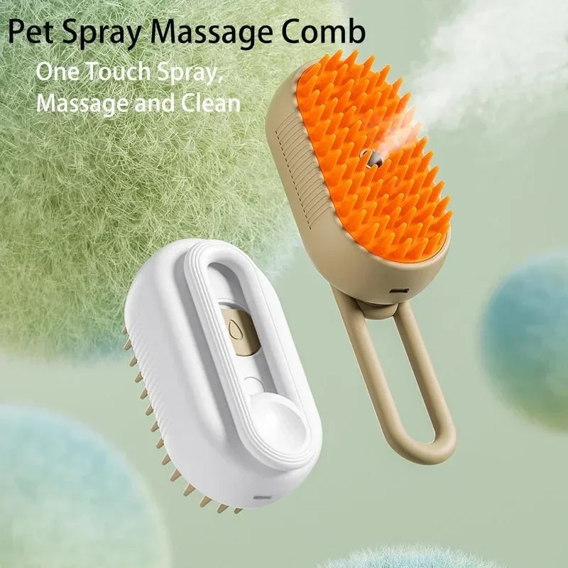 Steamy Dog & Cat Brush Electric Spray 3 in 1