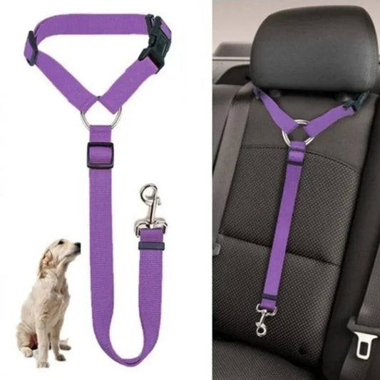 Solid Color Two-in-one Pet Car Seat Belt