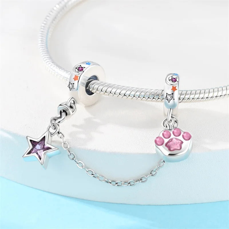 DIY Silver Cat Paw Bracelet Charms