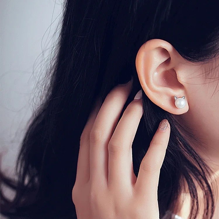 Silver Cat Earrings